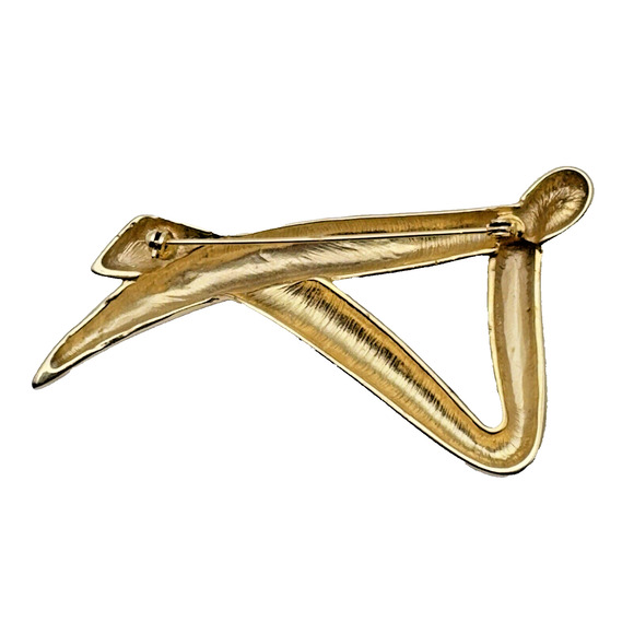 Large Vintage Gold Tone Modernist Abstract Statement Brooch Bold 1980s 3.25" - Picture 2 of 5